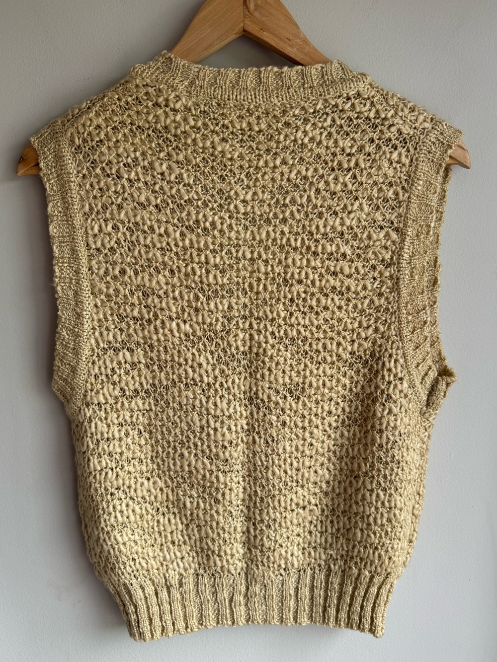 Vintage Landlubbers Textured Open Knit Sweater Vest Sz Small Tan Beige Boho EUC - Picture 5 of 8